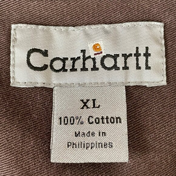 Carhartt Canvas Twill Work Shirt Sz XL Chocolate Brown Embroidered Duke Energy - Picture 6 of 6
